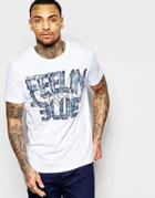 Diesel T-shirt T-joe-aa Crewneck Feelin Blue Print In White - White