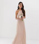 Asos Design Tall Bridesmaid Pinny Maxi Dress With Ruched Bodice-pink