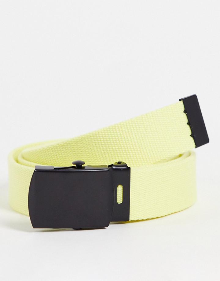 Asos Design Webbing Belt In Yellow