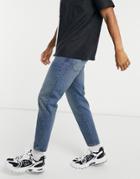 Asos Design Classic Rigid Jeans In Vintage Dirty Wash Blue-blues