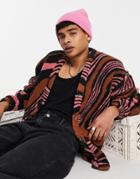 Asos Design Oversized Borg Cardigan In All Over Retro Print-multi