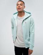 Hollister Zip Through Hoodie Regular Fit Seagull Logo In Turquoise Marl - Blue