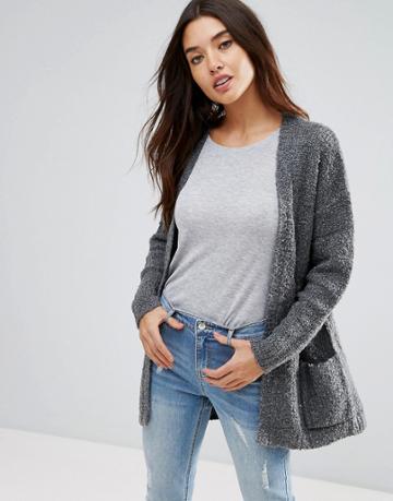 Jdy Fluffy Cardigan - Gray