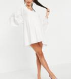 In The Style Maternity X Elle Darby Volume Sleeve Smock Dress In White
