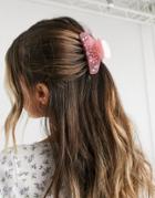 Asos Design Hair Claw In Pink With Embelishment