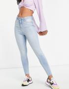 Miss Selfridge Emily High Waist Skinny Jean In Bleach Blue-blues