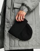 Asos Design Lambswool Rib Beanie With Deep Turn Up In Black