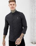 Allsaints Oxford Polka Dot Shirt In Charcoal With Ramskull Logo - Gray