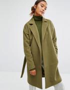 First & I Belted Coat - Green