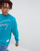 Tommy Jeans Signature Capsule Logo Front Sweatshirt Relaxed Fit In Turquoise Blue - Blue