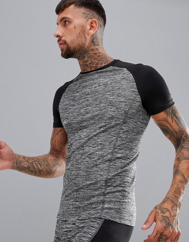 Asos 4505 T-shirt With Contrast Raglan - Gray