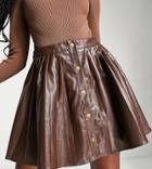 Missguided Faux Leather Pleated Mini Skirt In Brown