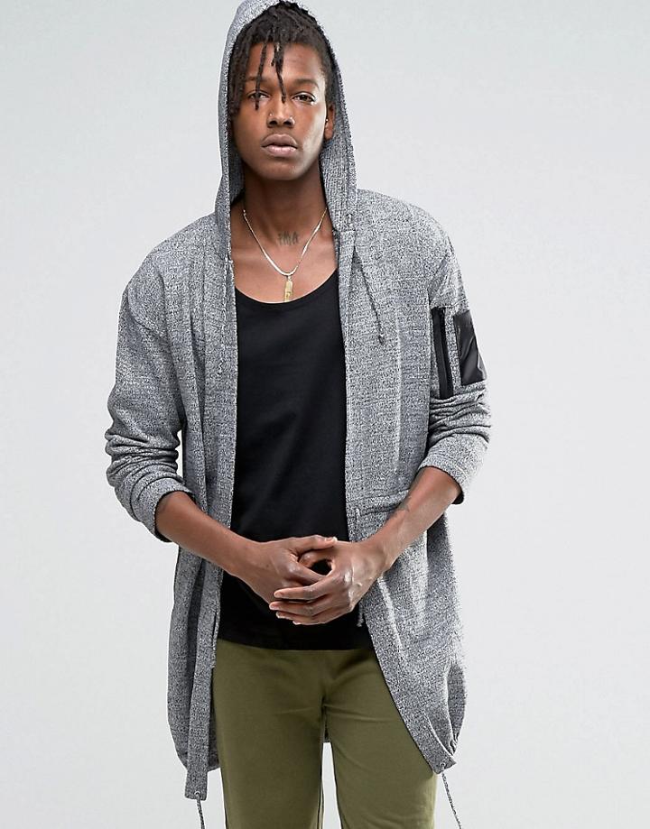 Asos Knitted Parka With Ma1 Pocket - Blk White Twist