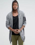 Asos Knitted Parka With Ma1 Pocket - Blk White Twist