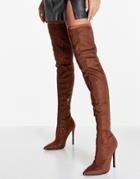 Asos Design Kamila Embellished Over The Knee Boots In Copper