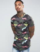 Good For Nothing Raglan Tee In Multi Camo - Brown