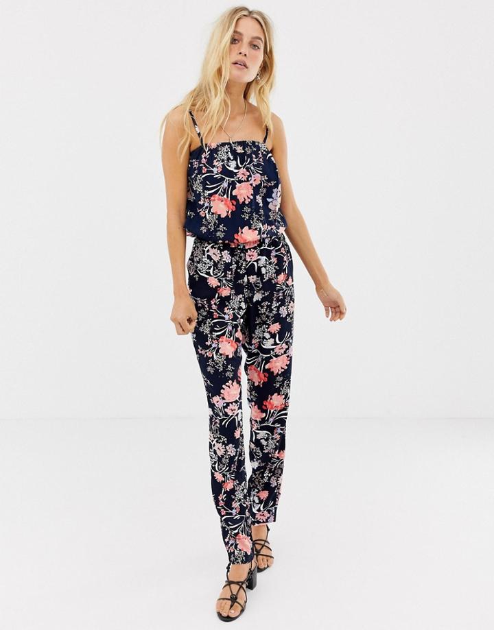 Vero Moda Floral Jumpsuit - Blue