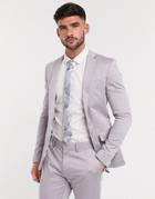Devils Advocate Sateen Plain Super Skinny Suit Jacket-grey