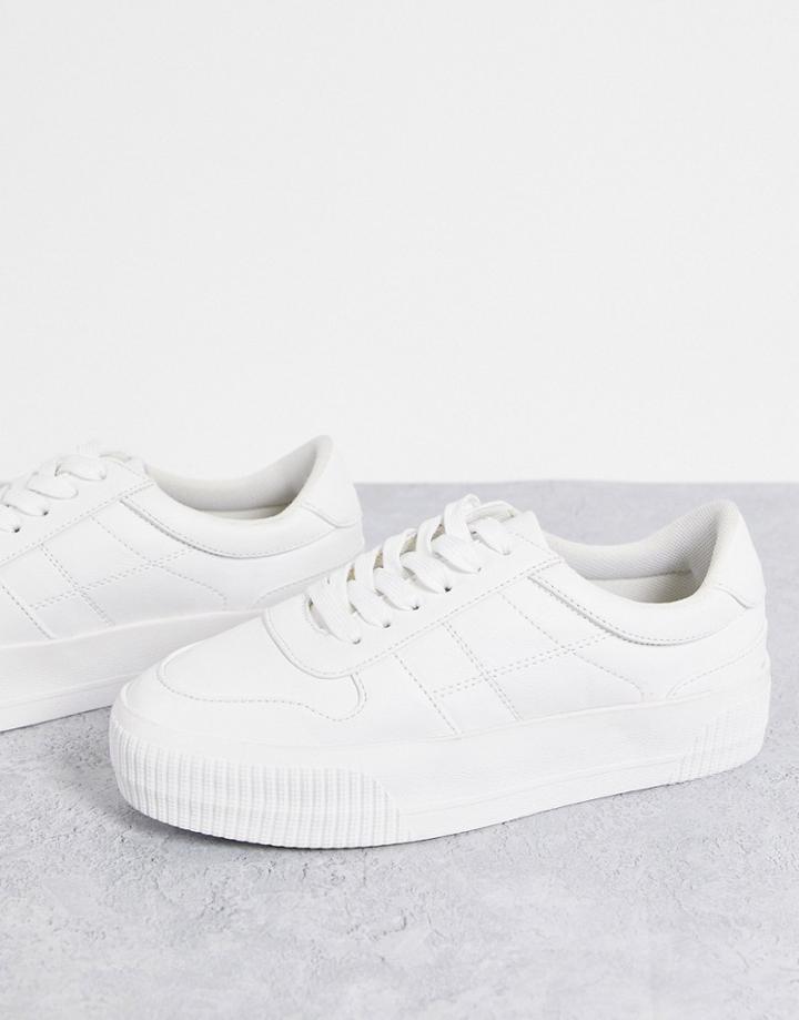 Asos Design Duet Flatform Lace Up Sneakers In White