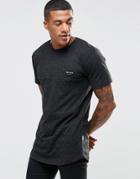 Nicce London Fleck T-shirt With Curved Hem - Black