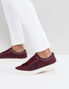 Fred Perry Kendrick Tipped Cuff Canvas Sneakers In Red - Red