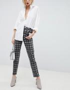 Asos Design Farleigh High Waist Slim Mom Jeans In Mono Check-multi