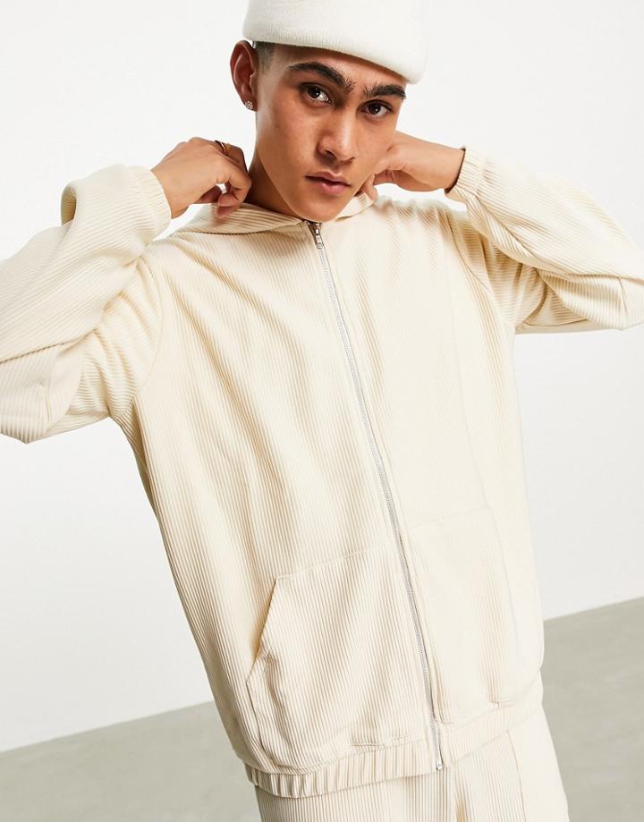 Asos 4505 Zip Through Hoodie In Rib-neutral