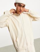 Asos 4505 Zip Through Hoodie In Rib-neutral