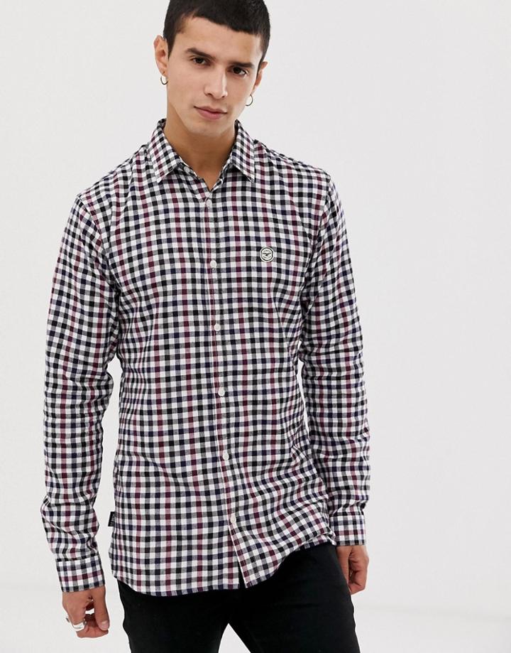Le Breve Flannel Longline Check Shirt-multi
