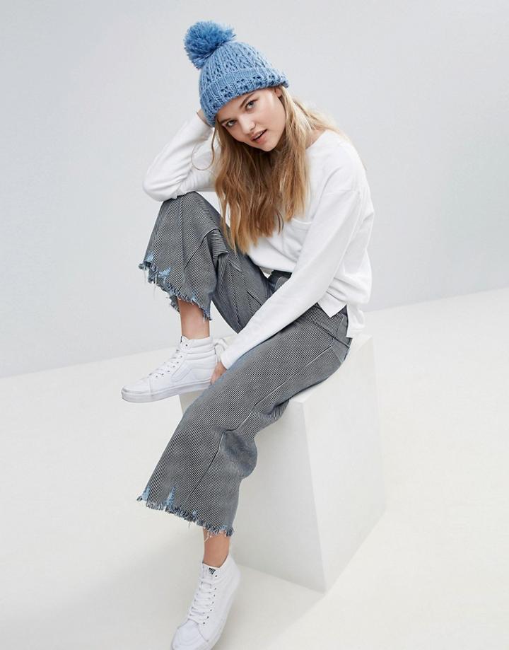 Alice Hannah Lace Stitch Beanie Hat - Black