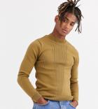 Collusion Muscle Fit Sweater In Camel