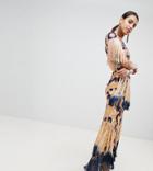 A Star Is Born Embellished Maxi Gown With Contrast Embellishment And Tassel Detail - Multi