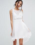 Amy Lynn Occasion Skater Dress With Crochet Lace - Cream