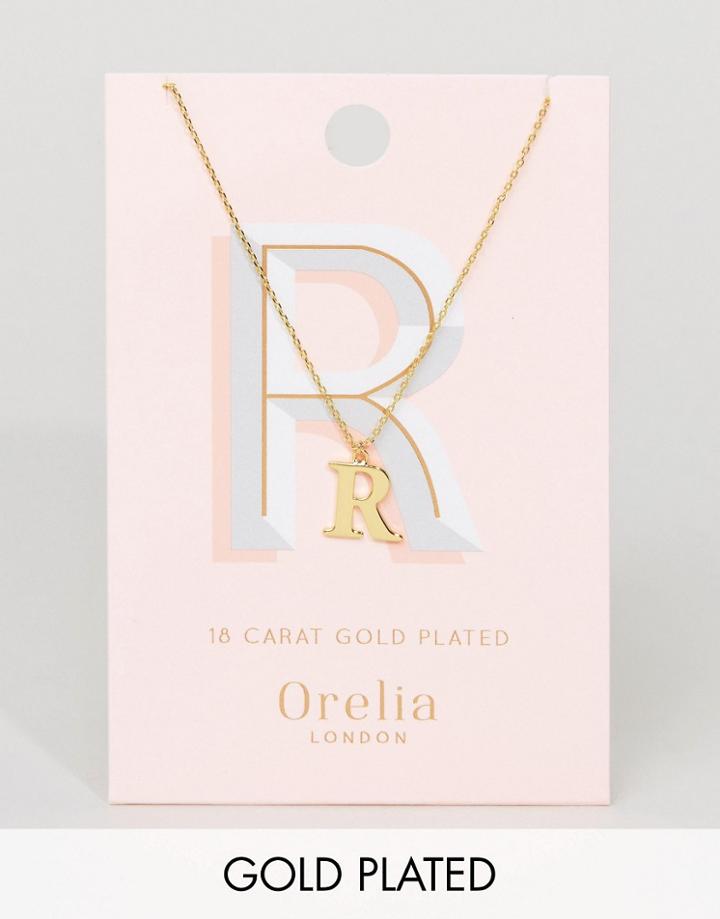 Orelia Gold Plated Large R Initial Necklace - Gold