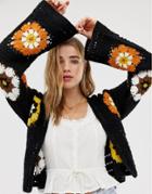 Asos Design Premium Patchwork Crochet Cardigan - Multi