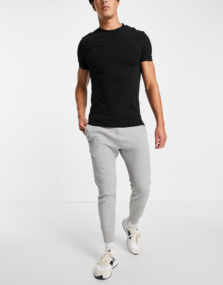 Pull & Bear Join Life Pique Sweatpants In Light Gray-grey