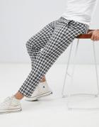 Asos Design Skinny Crop Smart Pants In Monochrome Check - Black