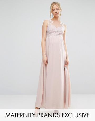 Chi Chi London Maternity Sweetheart Lace Bodice Maxi Dress - Pink