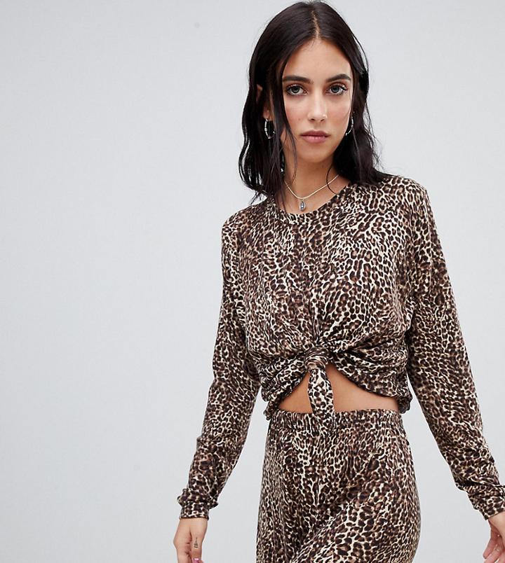 Milk It Vintage Cropped T-shirt In Leopard Print Two-piece - Black