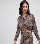 Milk It Vintage Cropped T-shirt In Leopard Print Two-piece - Black