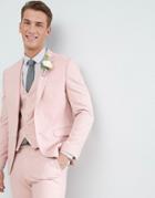 Moss London Wedding Skinny Suit Jacket In Light Pink - Pink