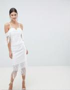 C By Cubic Strap Bandeau Sheer Midi Dress - White