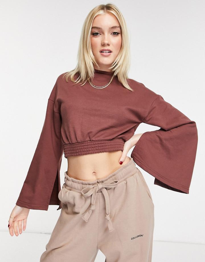 Influence Cropped Sweater In Chocolate Brown - Part Of A Set