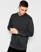 G-star Crew Sweatshirt Orando Zip Detail In Black - Black