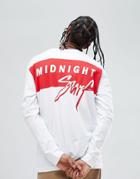 Midnight Surf Tempo Back Print Long Sleeve Top - White