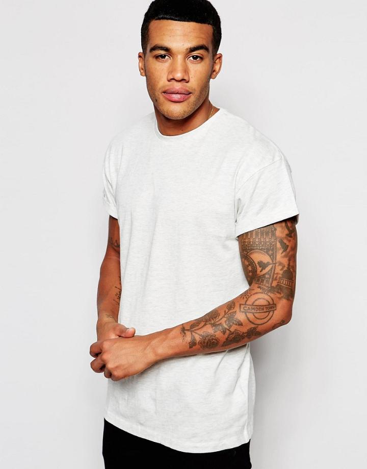 New Look T-shirt In Cream With Light Gray Marl - Cream