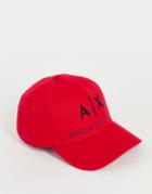 Armani Exchange Text Logo Baseball Cap In Red-black