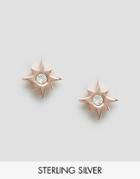 Asos Rose Gold Plated Sterling Silver Star Burst Earrings - Copper