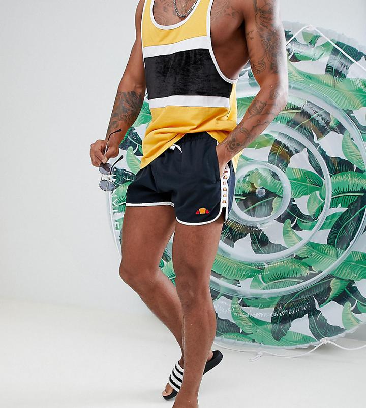 Ellesse Swim Shorts With Taping Exclusive In Black - Black