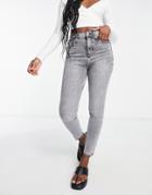 River Island High Rise Acid Wash Skinny Sculpt Jeans In Gray